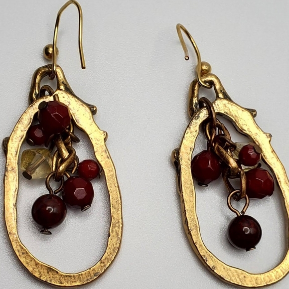 Gold and Red Earrings - Picture 13 of 14